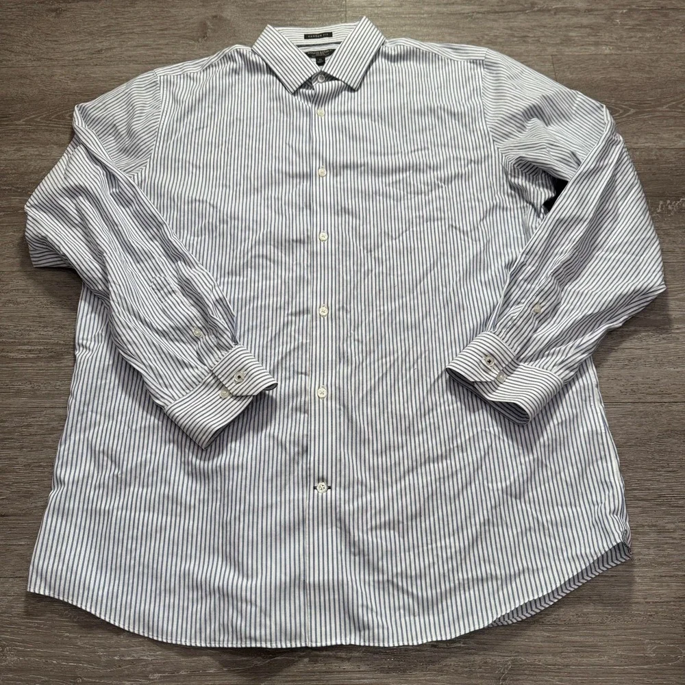 Banana Republic Shirt Men XL Blue Cotton Non-Iron Camden Fit Stripe Business New